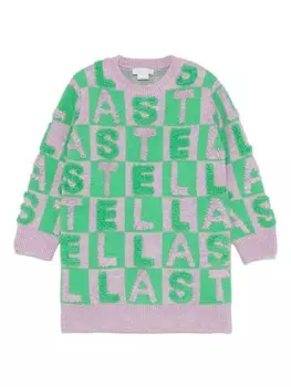 Stella McCartney Kids трикотажное платье с аппликацией логотипа, фиолетовый