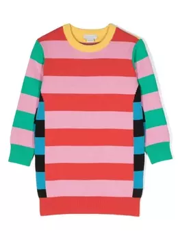 Stella McCartney Kids трикотажное платье в полоску, синий