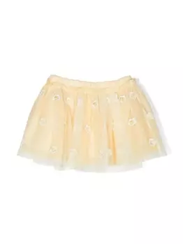 Stella McCartney Kids юбка из тюля с цветочной вышивкой, желтый