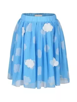 Stella McCartney Kids юбка из тюля с аппликацией в виде облаков, синий