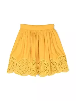 Stella McCartney Kids юбка с английской вышивкой, желтый