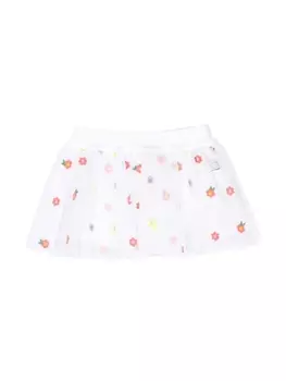Stella McCartney Kids юбка с цветочной вышивкой, белый