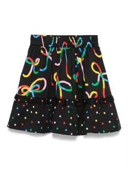 Stella McCartney Kids юбка в горошек с бантовым принтом, черный
