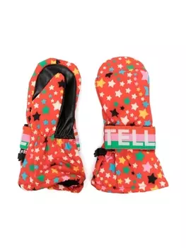 Stella McCartney Kids варежки со звездным принтом, красный