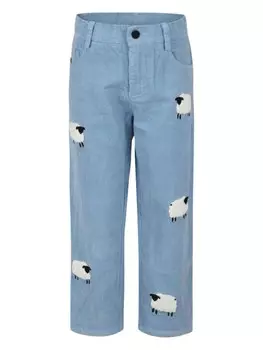 Stella McCartney Kids вельветовые брюки с вышивкой, синий