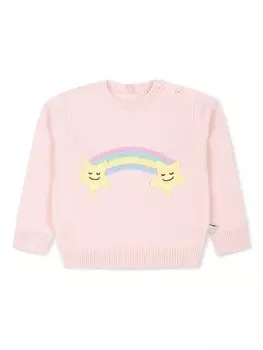 Stella McCartney Kids вязаный джемпер с аппликацией, розовый