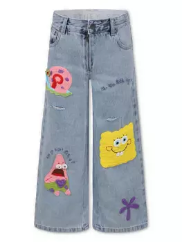 Stella McCartney Kids x SpongeBob SquarePants вышитые прямые джинсы, синий