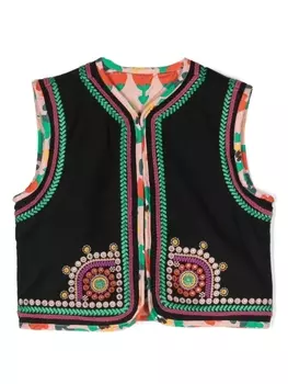 Жилет с вышивкой Stella McCartney Kids, черный