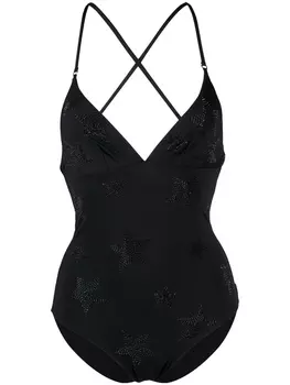 Stella McCartney купальник с бретелями и кристаллами, черный