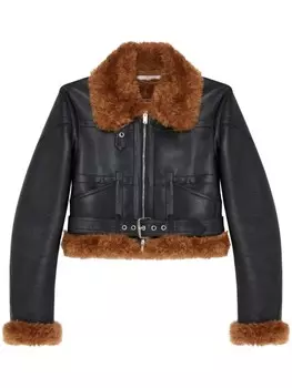 Stella McCartney куртка на молнии с искусственным мехом, черный