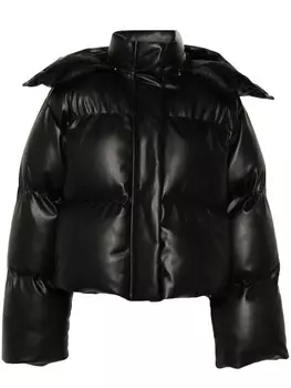 Stella McCartney куртка-пуховик из искусственной кожи, черный