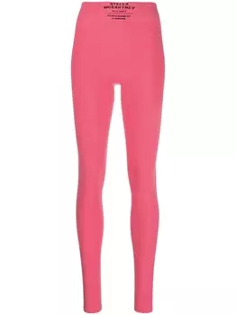 Stella McCartney легинсы в рубчик с логотипом, розовый