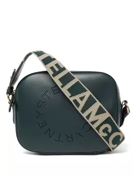 Stella McCartney маленькая сумка для камеры с перфорированным логотипом, зеленый