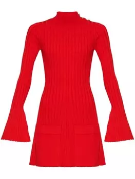 Stella McCartney мини-платье из трикотажного полотна в рубчик, красный