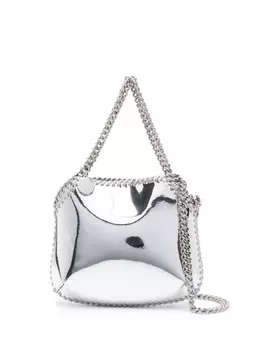 Stella McCartney мини-сумка Falabella с зеркальным эффектом, серебристый