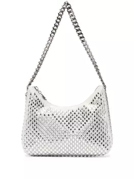 Stella McCartney мини-сумка на плечо Falabella с кристаллами, серый