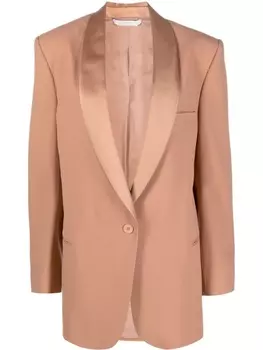 Stella McCartney однобортный пиджак с атласными лацканами, нейтральный цвет