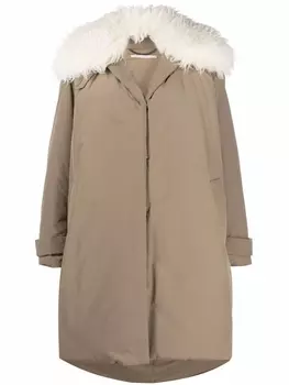 Stella McCartney пальто с меховым воротником, нейтральный цвет