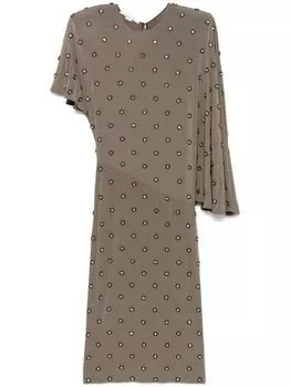Stella McCartney платье миди с кристаллами, серый