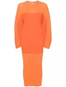 Stella McCartney платье миди в рубчик, оранжевый