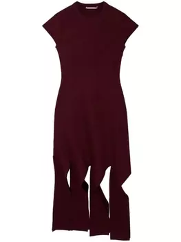 Stella McCartney платье миди в рубчик, красный