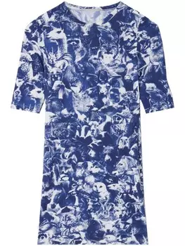 Stella McCartney платье мини с принтом Animal Forest, синий