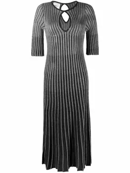 Stella McCartney платье с эффектом металлик, черный