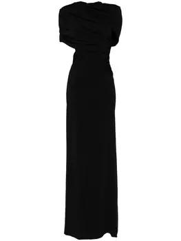 Stella McCartney платье с кейпом и драпировкой, черный