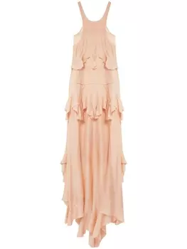 Stella McCartney платье с оборками, нейтральный цвет