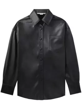 Stella McCartney рубашка из искусственной кожи с длинными рукавами, черный