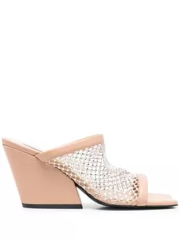 Stella McCartney сетчатые мюли с кристаллами, нейтральный цвет