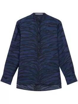 Stella McCartney шелковая рубашка с тигровым принтом, синий