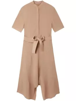Stella McCartney шелковое платье-рубашка длины миди, нейтральный цвет