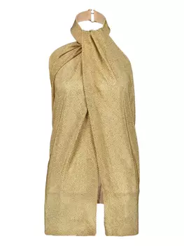 Stella McCartney шелковый топ с кристаллами, желтый
