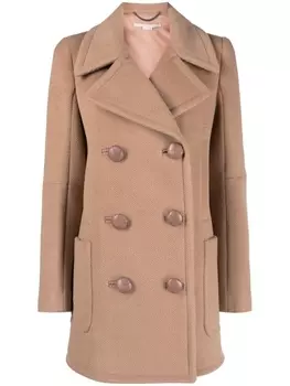 Stella McCartney шерстяное двубортное пальто, нейтральный цвет