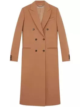 Stella McCartney шерстяное пальто с заостренными лацканами, коричневый