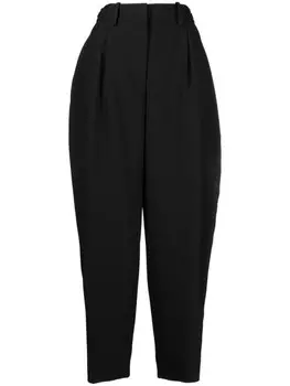 Stella McCartney шерстяные брюки широкого кроя со складками, черный