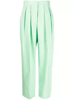 Stella McCartney широкие брюки со складками, зеленый