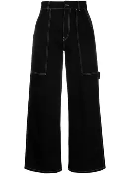 Stella McCartney широкие джинсы с контрастной строчкой, черный