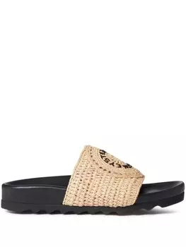 Stella McCartney шлепанцы Elyse из рафии, нейтральный цвет