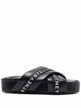 Stella McCartney шлепанцы на платформе с логотипом, черный