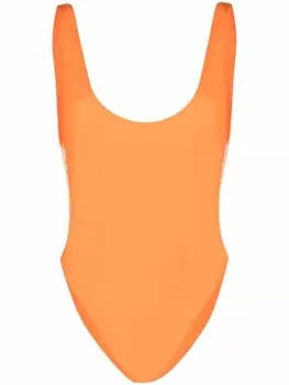 Stella McCartney слитный купальник с логотипом, оранжевый