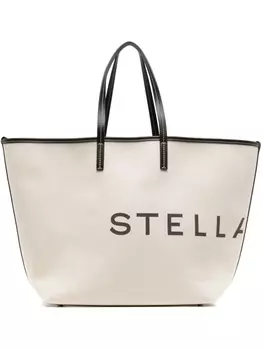Stella McCartney сумка-тоут с логотипом, нейтральный цвет