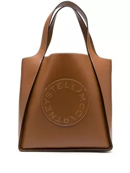 Stella McCartney сумка-тоут с перфорированным логотипом, коричневый