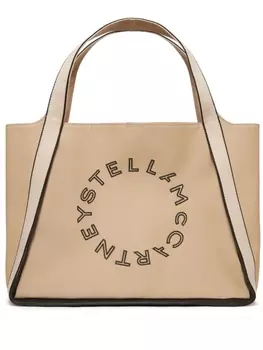 Stella McCartney сумка-тоут с вышитым логотипом, нейтральный цвет