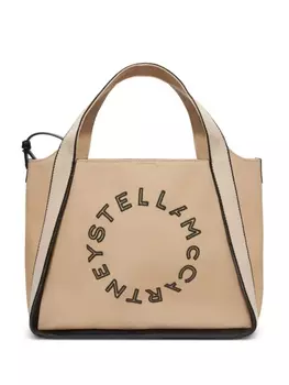Stella McCartney сумка-тоут с вышитым логотипом, нейтральный цвет