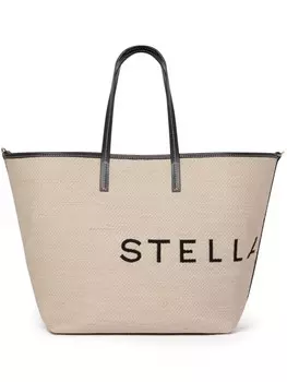 Stella McCartney сумка-тоут с жаккардовым логотипом, нейтральный цвет