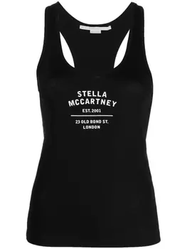 Stella McCartney топ без рукавов с логотипом, черный