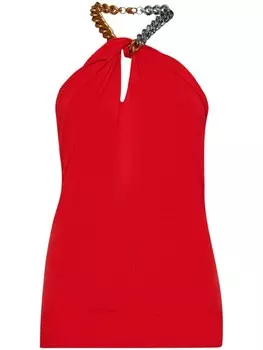 Stella McCartney топ из тонкой вязки с цепочкой-ремешком, красный