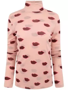 Stella McCartney топ с длинными рукавами и принтом губ, розовый